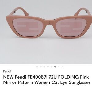 NEW Fendi FE400891 72U FOLDING Pink Mirror Pattern Women Cat Eye Sunglasses